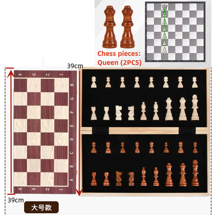 Folding Wood Color Chess with Large Chessboard for Beginners Children Adult  Chess Portable Travel Chess Set