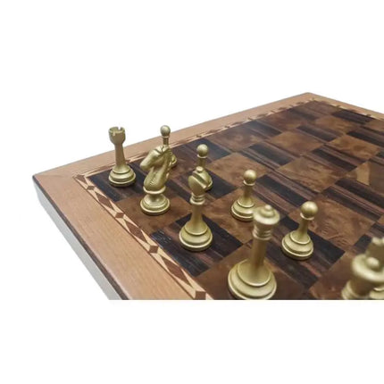 Luxury Metal Chess Set Portable Professional Board Games Foldable Wooden Checkerboard Retro Handmade Chess Pieces Decorations