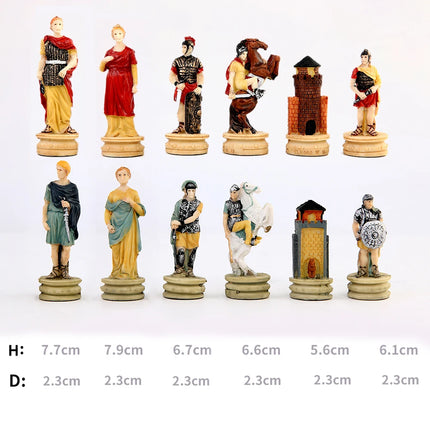 Russian and French Characters War Resin Chess Theme Board Game Toy Table Luxury Collection Gift with Wooden Chessboard