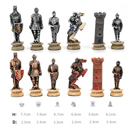 Russian and French Characters War Resin Chess Theme Board Game Toy Table Luxury Collection Gift with Wooden Chessboard