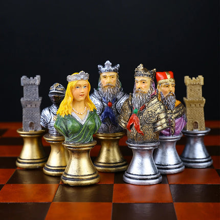 Russian and French Characters War Resin Chess Theme Board Game Toy Table Luxury Collection Gift with Wooden Chessboard