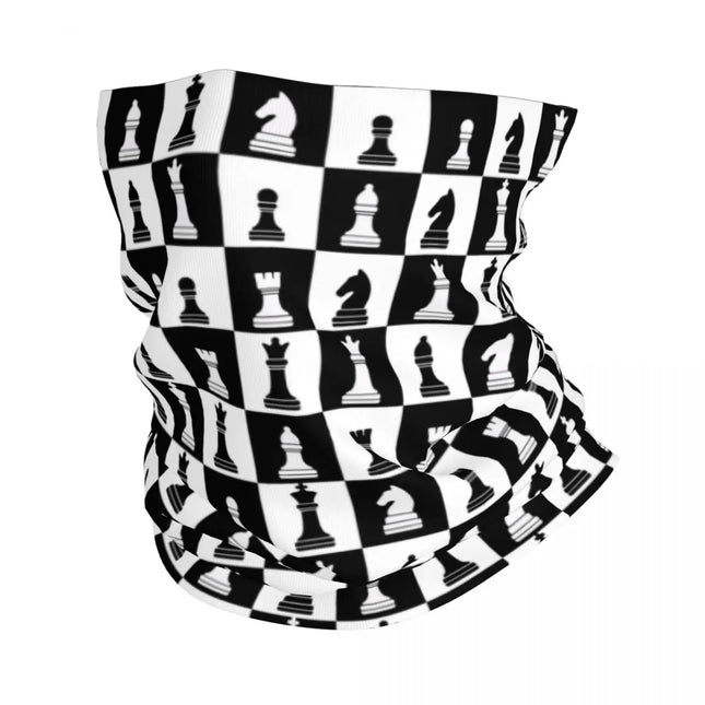 Black And White Chess Chessboard Bandana Neck Warmer Women Men Winter Hiking Ski Scarf Gaiter Checkered Face Cover