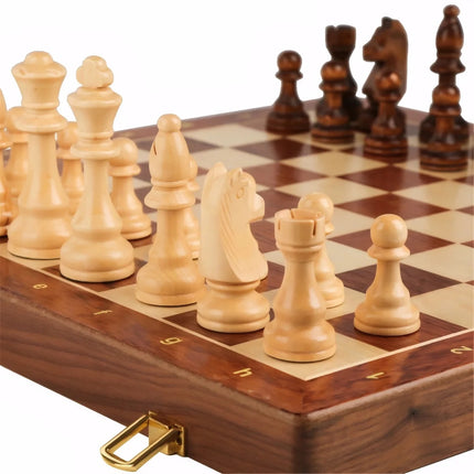 Exquisite Solid Wood Premium chess set with 2 additional backfolded board 39cm/15.35inch for Christmas holiday gift