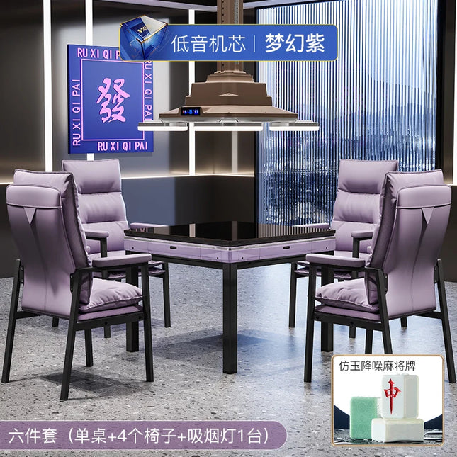 ZC Chess and Card Room Mahjong Machine Smoke Exhaust Lamp Set Automatic Dining Table Dual-Use Mahjong Table