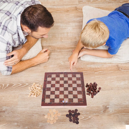 Papan Catur Besar 29x29cm Mengembangkan Pemikiran Strategis 3 in 1 Catur Catur Backgammon Papan Catur Lipat untuk Anak-anak dan Dewasa