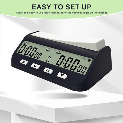 Chess Clock Professional Advanced Chess Digital Timer Multipurpose Portable Game Timer with Basic Bonus Delay and Positive Time