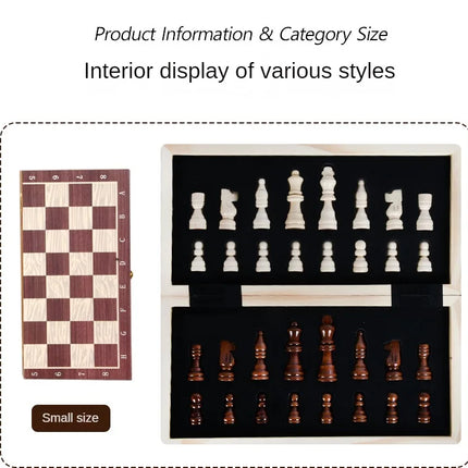 Folding Wood Color Chess with Large Chessboard for Beginners Children Adult  Chess Portable Travel Chess Set