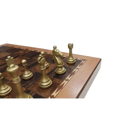 Luxury Metal Chess Set Portable Professional Board Games Foldable Wooden Checkerboard Retro Handmade Chess Pieces Decorations