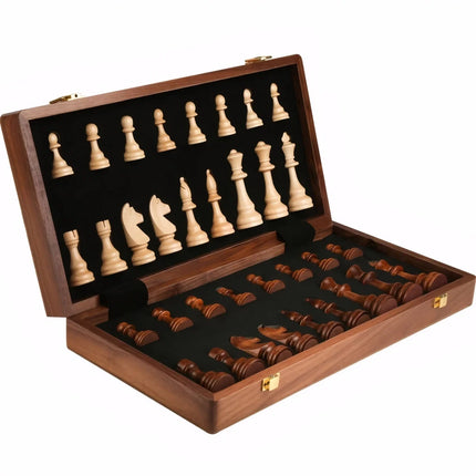 Exquisite Solid Wood Premium chess set with 2 additional backfolded board 39cm/15.35inch for Christmas holiday gift