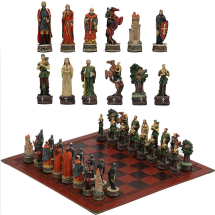 Metal Painted Chess Desktop Intelligent Game War Themed Toys Luxury Knight Hand Painted Checkers Card Gift Series Characters