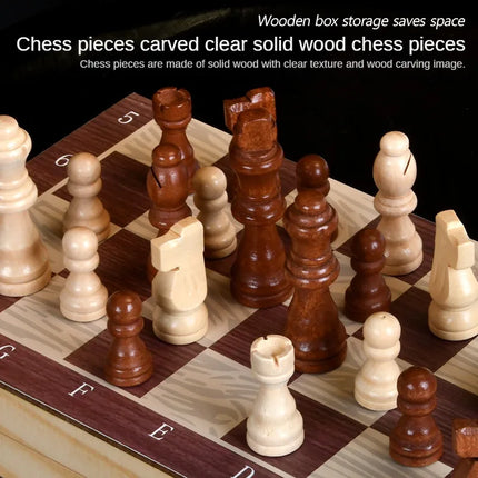 Folding Wood Color Chess with Large Chessboard for Beginners Children Adult  Chess Portable Travel Chess Set