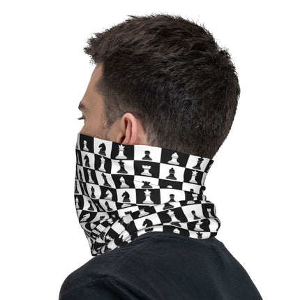 Black And White Chess Chessboard Bandana Neck Warmer Women Men Winter Hiking Ski Scarf Gaiter Checkered Face Cover