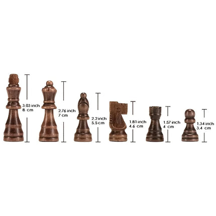 32 Pieses Wooden Chess Standard Tournamen Staunton Wood Chessmen 8cm King Height，Chess Pieces Only No Board