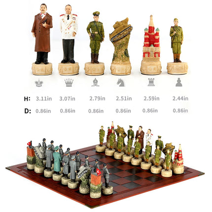 Metal Painted Chess Desktop Intelligent Game War Themed Toys Luxury Knight Hand Painted Checkers Card Gift Series Characters