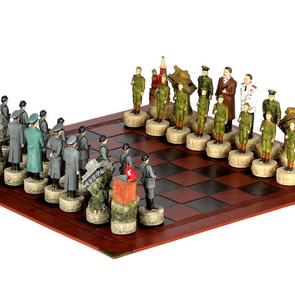 Metal Painted Chess Desktop Intelligent Game War Themed Toys Luxury Knight Hand Painted Checkers Card Gift Series Characters