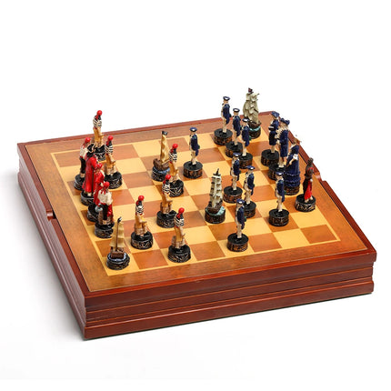 Wooden chessboard without chess pieces, chess storage box 40cm