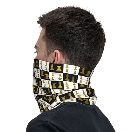 Black And White Chess Chessboard Bandana Neck Warmer Women Men Winter Hiking Ski Scarf Gaiter Checkered Face Cover