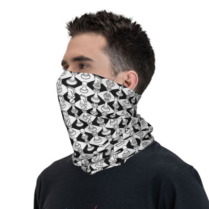 Black And White Chess Chessboard Bandana Neck Warmer Women Men Winter Hiking Ski Scarf Gaiter Checkered Face Cover