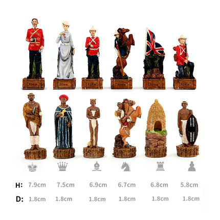 Russian and French Characters War Resin Chess Theme Board Game Toy Table Luxury Collection Gift with Wooden Chessboard