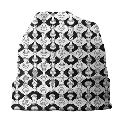 Topi Bonnet Potongan Catur Topi Rajutan Hip Hop untuk Wanita Pria Musim Gugur Musim Dingin Hangat Pecinta Catur Skakmat Skullies Beanies Topi