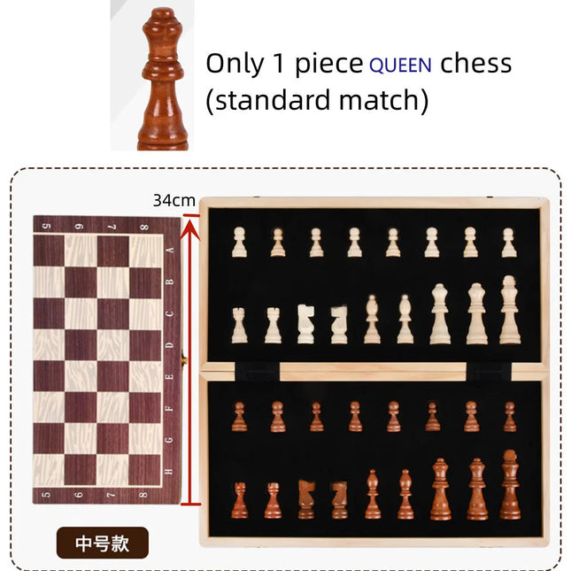 Folding Wood Color Chess with Large Chessboard for Beginners Children Adult  Chess Portable Travel Chess Set