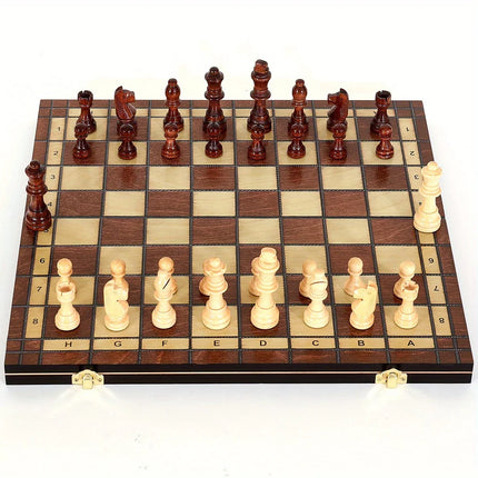 Magnetic 39cm Wooden Chess Board Game Toy, Wooden Solid Wood Puzzle Interactive Game Standard Version, Large-sized Double Queens