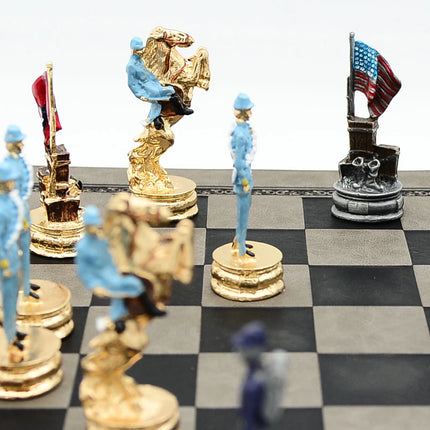 Metal Painted Chess Desktop Intelligent Game War Themed Toys Luxury Knight Hand Painted Checkers Card Gift Series Characters