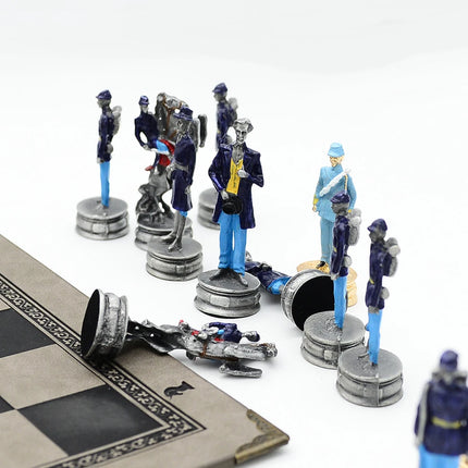 Metal Painted Chess Desktop Intelligent Game War Themed Toys Luxury Knight Hand Painted Checkers Card Gift Series Characters