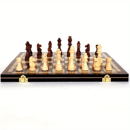 Magnetic 39cm Wooden Chess Board Game Toy, Wooden Solid Wood Puzzle Interactive Game Standard Version, Large-sized Double Queens